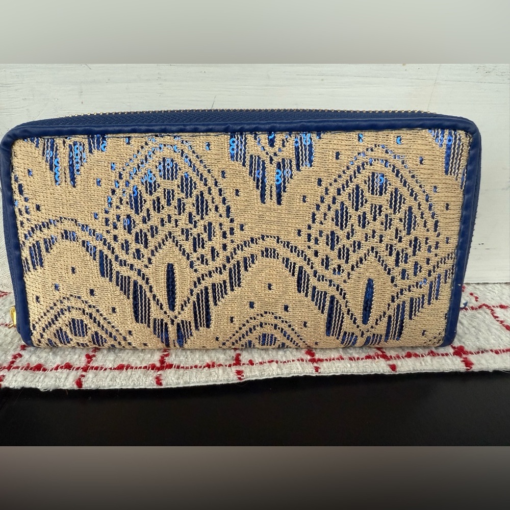 Wallet. BRAND NEW. Blue with lace overlay. Full zip multiple pockets.